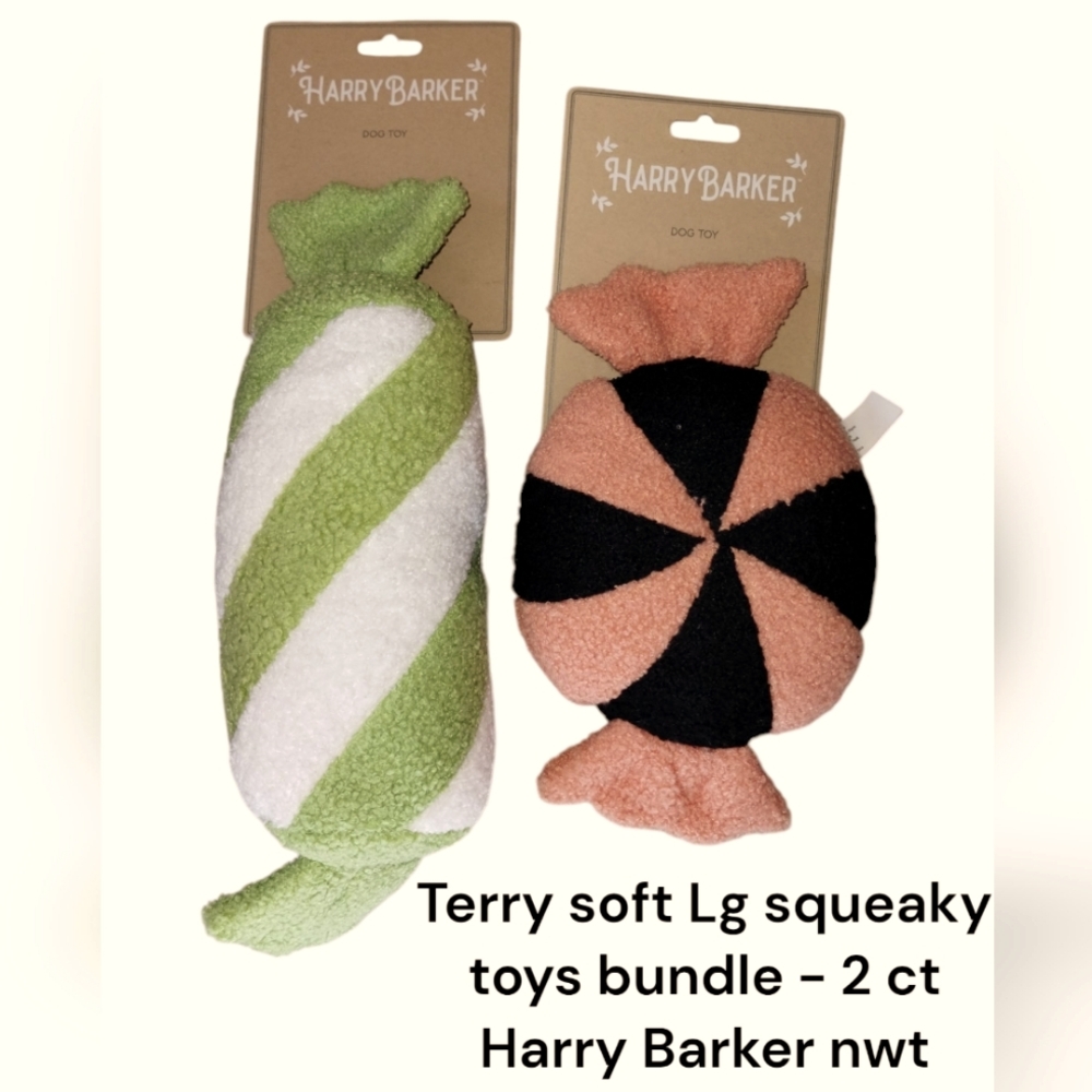 2ct Harry Barker Squeaky Dog Toys Bundle Large Terry Cloth Polyester nwt